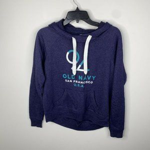 Old Navy Womens S Blue San Francisco USA Long Sleeve Hoodie Sweatshirt